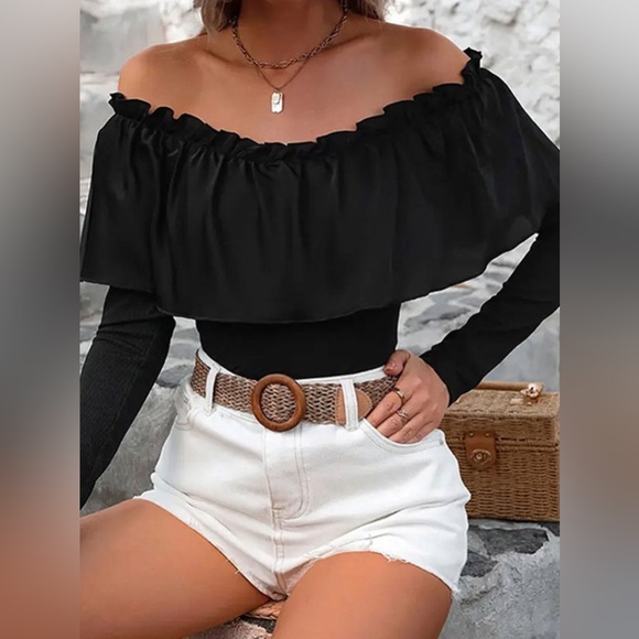 Ruffled Off-Shoulder Long Sleeve Blouse - Picture 2 of 5